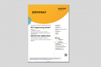 BTC Engineering ISO 14001 intertek German